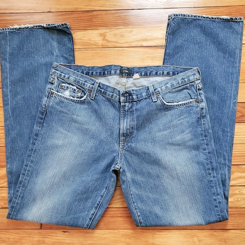 j. Crew Women's Hip Slung Distressed Boot Cut Flared Jeans NWT Sz 14 Tall
